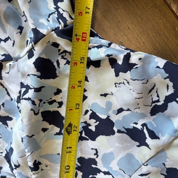 Lewit Silk Flounce Dress Ruffle Blue Green A-Line Printed Womens 6 Short Sleeve - Picture 9 of 12